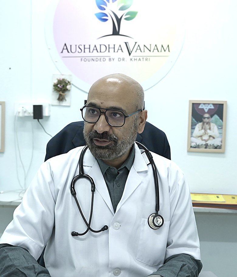 Dr. Jaidev Khatri, homoeopathic physician, at Aushadha Vanam, Itanagar